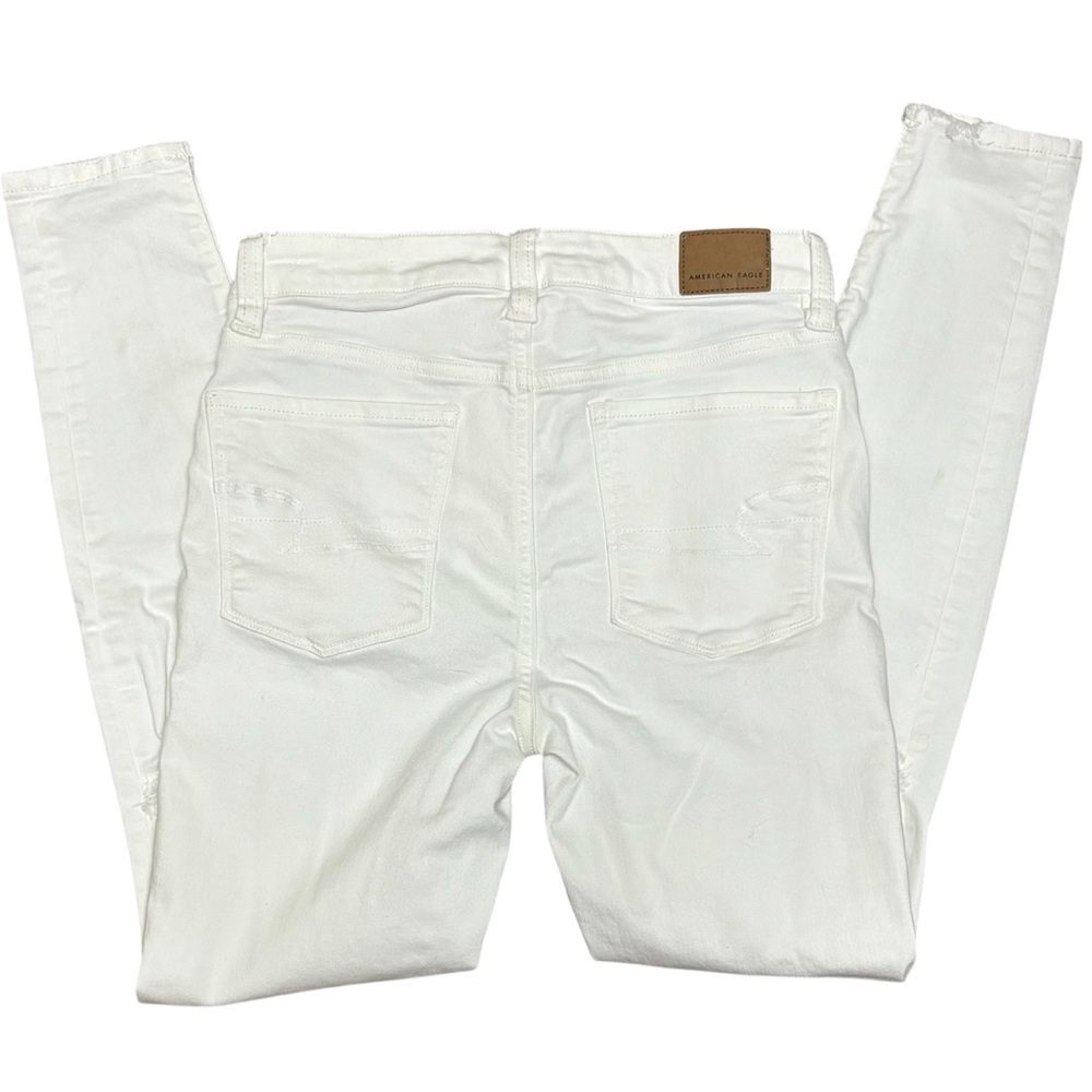 American Eagle White Super Stretch Hi-rise Distressed Jegging Size 4 Reg